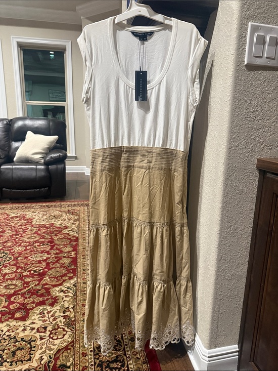 Veronica Beard Dresses & Skirts - Veronica Beard White & Tan Tiered Eyelet Maxi Dress